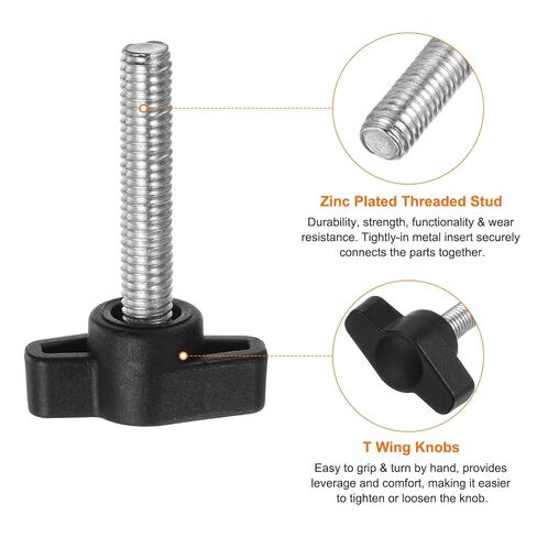 Generic 20pcs Tee Wing Knobs Thumb Screws M6 x 30mm Standard Male Thread Plastic T Knobs Handles Hand Clamping Knobs Grip Thumbscrew, Black in Saudi Arabia