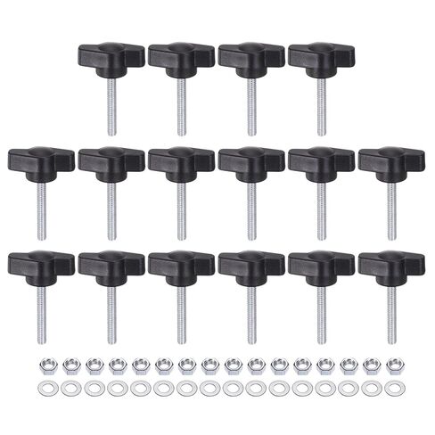 16pcs Tee Wing Knobs M4 x 25mm Metric Thread 27mm Z/T Head Plastic Handles Thumb Screws Hand Clamping Threaded Stud Knob Grip Thumbscrew with Nuts Washers, Black in Saudi Arabia