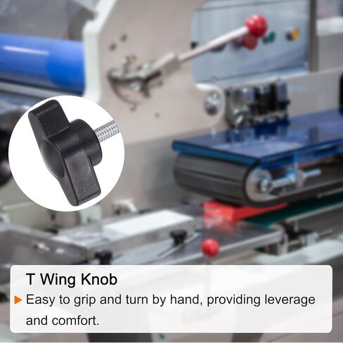 16pcs Tee Wing Knobs M4 x 25mm Metric Thread 27mm Z/T Head Plastic Handles Thumb Screws Hand Clamping Threaded Stud Knob Grip Thumbscrew with Nuts Washers, Black in Saudi Arabia