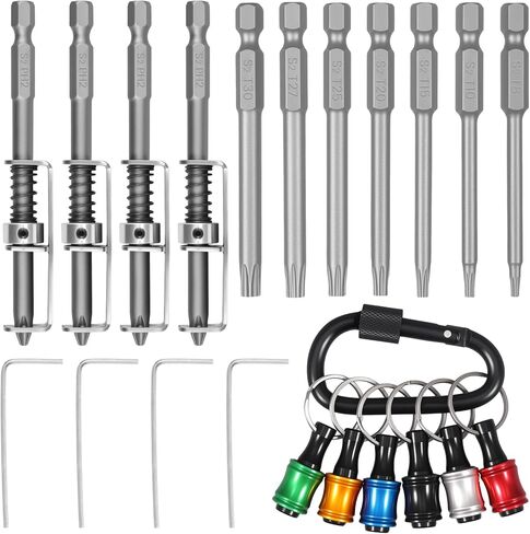 Spring Loaded Screw Holder Bit,Magnetic-Free Screw Holding Adapter 1/4" Hex Shank,Non-Slip Aluminum Alloy Bit Holder for Impact Driver,Overhead & Tight Space Screw Starter Tool with Keychain Storage in Kuwait