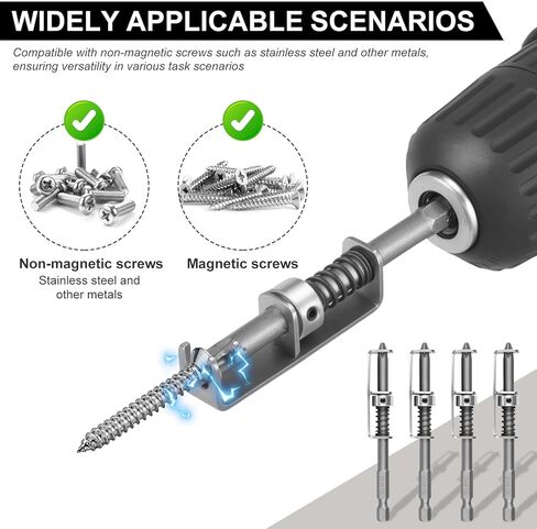 Spring Loaded Screw Holder Bit,Magnetic-Free Screw Holding Adapter 1/4" Hex Shank,Non-Slip Aluminum Alloy Bit Holder for Impact Driver,Overhead & Tight Space Screw Starter Tool with Keychain Storage in Kuwait