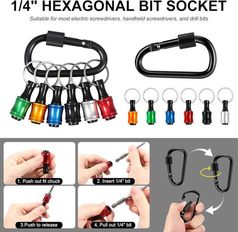Spring Loaded Screw Holder Bit,Magnetic-Free Screw Holding Adapter 1/4" Hex Shank,Non-Slip Aluminum Alloy Bit Holder for Impact Driver,Overhead & Tight Space Screw Starter Tool with Keychain Storage in Kuwait