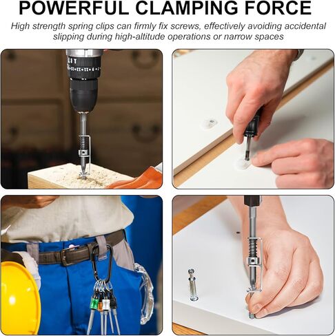 Spring Loaded Screw Holder Bit,Magnetic-Free Screw Holding Adapter 1/4" Hex Shank,Non-Slip Aluminum Alloy Bit Holder for Impact Driver,Overhead & Tight Space Screw Starter Tool with Keychain Storage in Kuwait