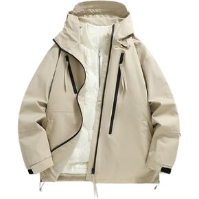 3 in 1 Hooded Jacket with Padded Inner Jacket Unisex Water Repellent Winter Casual Daily Wear Coat in Saudi Arabia