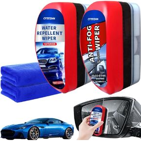 طارد المياه للزجاج الأمامي للسيارة ومعالجة مضادة للضباب - طقم طلاء زجاجي داخلي وخارجي سريع، رذاذ طارد للمطر للنوافذ والمرآة وحماية الطلاء - رؤية طويلة الأمد، عبوة من قطعتين in Kuwait