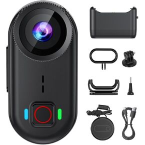 toberto 4K Thumb Action Camera, Mini Body Camera with WiFi, Magnetic Wearable 150° Hands-Free Recording POV Camera, EIS Stabilization, Waterproof, 64GB, Mount Anywhere for Sports Vlogging (Black) in Kuwait