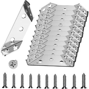 L Brackets for Wood - 12PCS Corner Brackets Universal Stainless Steel Furniture Corner Connector, Metal Angle Bracket Corner Braces for Wood, Small L Bracket for Shelves, Cabinet,Drawer,Chair,Table in Kuwait