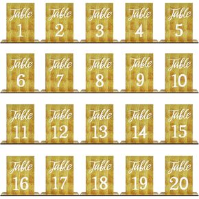 20 Pcs Wedding Wooden Table Numbers with Wooden Base for Wedding Reception Decorations, Rustic Tables Number Signs, Wood Markers For Party, Restaurant in Saudi Arabia