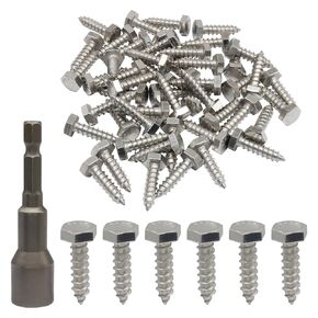 50 Sets 1/4" x 1" Heavy Duty Lag Bolts, 304 Stainless Steel Bolts Partial Thread Screws, Silver Oxide Lag Wood Screws for Construction/Home Improvement in Kuwait