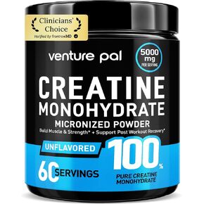 Venture Pal 100% Pure Micronized Creatine Monohydrate Powder, Unflavored Creatine for Women & Men, Vegan, Keto, Gluten Free, 5 g (5000mg) per Serving, Creatina Monohidratada en Polvo in Kuwait