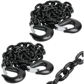 JEXTRA 3/8" x 35" سلسلة أمان للمقطورة من الدرجة 70، خطافات أمان Clevis مع سلاسل سحب 6600 رطل حمل العمل للجرار والشاحنات والممر الثقيل ووصلات عنق الإوزة (أسود 2 حزمة) in Kuwait