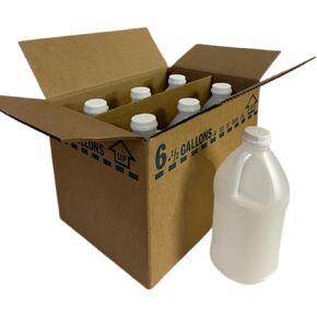 إبريق بلاستيكي دائري فارغ سعة 1/2 جالون (6 عبوات) قابل لإعادة الاستخدام، آمن للطعام، خالي من مادة BPA | الثقيلة HDPE | مع أغطية لولبية بيضاء واضحة للعبث | صندوق إعادة الشحن 6 × 1 in Kuwait