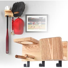2 in 1 Baseball Bat and Glove Holder Wall Mount|Multi-Functional Baseball Bat Rack with Glove Display Shelf - Ideal Gift for Baseball Players,Boys in Kuwait