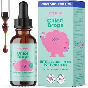JoySpring Liquid Chlorophyll Drops for Kids | Super Greens for Kids Infused with Elderberry & Chlorophyll for Bad Breath |Sugar Free Body Deodorizing Supplement |Berry Flavor| 30 Servings in Kuwait