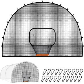 ORIENGEAR Batting Cage Door Net 9x13ft, with Sock Style Baseball Collection Net & 20 D-Shape Carabiners, for Use with Pitching Machines, Fits Batting Cages in Kuwait