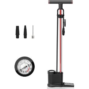 مضخة دراجة مع أسطوانة شفافة ومقياس دقيق، مضخة إطارات دراجة 160 رطل لكل بوصة مربعة لصمامات بريستا وشرايدر - مضخة أرضية دراجة سريعة وسهلة للسيارة والدراجة والدراجة الإلكترونية والكرة والبالون in Kuwait