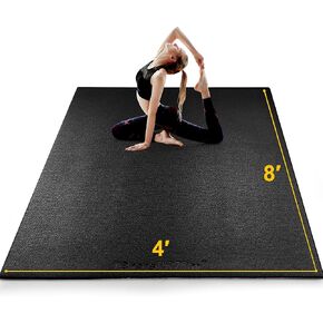 سجادة تمرين كبيرة من BesWin مقاس 8 × 4 بوصة (6 مم)، سجادات تمرين سميكة للغاية لأرضيات صالة الألعاب الرياضية المنزلية، سجادات رياضية عالية الكثافة غير قابلة للانزلاق لتمارين القلب والأوزان وحبل القفز واللياقة البدنية - تستخدم مع أو بدون أحذية in Kuwait
