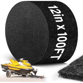 سجادة بطابقين لمقطورة القارب مقاس 30.48 سم × 100 قدم، سجادة بطابقين سميكة جدًا وبحرية 25oz، سجادة سوداء مبطنة من البوليستر، وسادة بديلة لمقطورة القارب، أغطية مواد القبو - جودة ممتازة in Kuwait