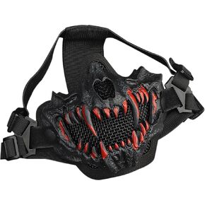 Guayma Airsoft Half Face Skull Masks Tactical Face Protection Mesh Mask for Halloween Cosplay Paintball CS Games in Kuwait