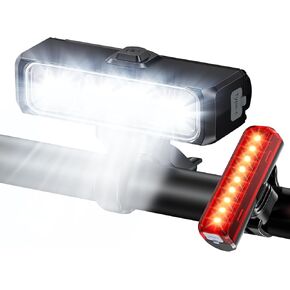 Bike Light for Night Riding, Super Bright & Wide Beam Bicycle Lights, 4+5 Modes USB Rechargeable Bike Headlight and Taillight Set, IP65 Waterproof Light Bar for Ebike MTB Off-Road Cycling in Saudi Arabia