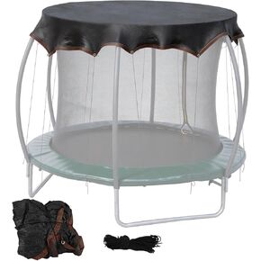 14FT Round Trampoline Shade Cover, 90% Sunblock Net Canopy with 16 Ropes, Easy to Install Polyester Outdoor Trampoline Tent Protects from Sun and Leaves in Kuwait