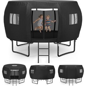 غطاء/خيمة ترامبولين خارجية بطول 14 قدم من ستارتو، مناسب لـ 8 أقطاب منحنية ترامبولين مستدير، مقاوم للماء والأشعة فوق البنفسجية ومقاوم للرياح، سهل التركيب، أسود (غطاء فقط) in Kuwait
