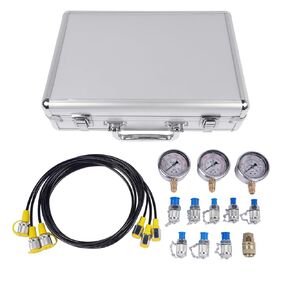 Hydraulic Pressure Test Kit, 25/40/60Mpa with 9 Couplings & 3 Hoses, Hydraulic Gauge Tester for Excavator, Construction Machinery, Mixizap in Kuwait
