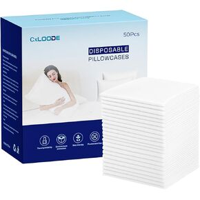 أغطية وسائد للاستعمال مرة واحدة، أغطية وسائد للاستعمال مرة واحدة، أغطية وسائد كبيرة، استخدام واحد للمستشفى الطبي والسفر والمنتجعات الصحية، حجم قياسي، 21 × 33 بوصة، 50 قطعة in Kuwait