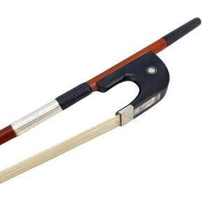Brazilianwood 1/2 Size Upright Bass Bow Hand-Crafted Unbleached Mongolian Horsehair for Student & Intermediate Double Bass Bow for Rich Tone (1/2-Size High-Handle Bass Bow Ebony Frog 1) in Saudi Arabia