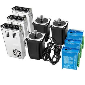 مجموعة أدوات التحكم CNC ذات 3 محاور Nema34 86 مم مجموعة محرك متدرج بحلقة مغلقة 8.5 نانومتر DSP مؤازرة سهلة ومحرك خطوة ومصدر طاقة 400 وات 60 فولت تيار مستمر، لآلة طحن النقش للطابعة ثلاثية الأبعاد in Kuwait