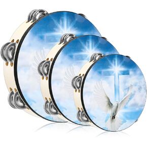 3 Pcs Dove Tambourines for Adults Church Christian Dance Tambourine Double Row Jingle Bible Hand Bell Clap Drum for Church Pray Party Percussion Musical Instrument in Kuwait