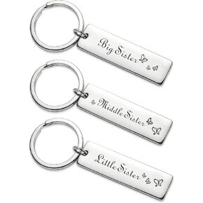 هدية مجوهرات عائلية للأخت الوسطى الكبيرة الأخت الصغيرة مجموعة من 3 أخوات قلادة سلسلة مفاتيح للأخوات (3 أخوات سلسلة مفاتيح) in Kuwait