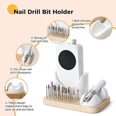 Nail Drill Bit Holder and Organizer, 24 Holes Nail Drill Bits Holder, Professional Nail Tools Organizer and Storage Box Case in Saudi Arabia