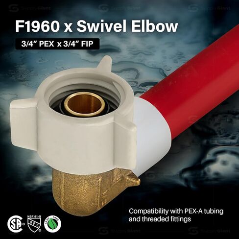3/4" Pex x 3/4" FIP ملولب 90 درجة الكوع Pex-A، 1/2" توسيع Pex x 1/2" NPT محول الكوع، بدون محول نحاسي F1960 للاستخدام في اتصال أنابيب Pex-A in Kuwait