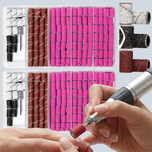 270Pcs/2Boxs Nail Sanding Ring Bands 80/120/180/240 Model Electric Manicure Accessories Sand Belt Nail Gel Polishing Pedicure Tool,19x9.8x2.9cm in Saudi Arabia
