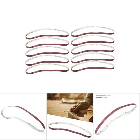 10PCS Sanding Belt Aluminium Oxide Abrasive Band 533 x 9mm 240# - High Grinding Efficiency, Rust Removal, Multi - Surface Polishing (240#) in Kuwait
