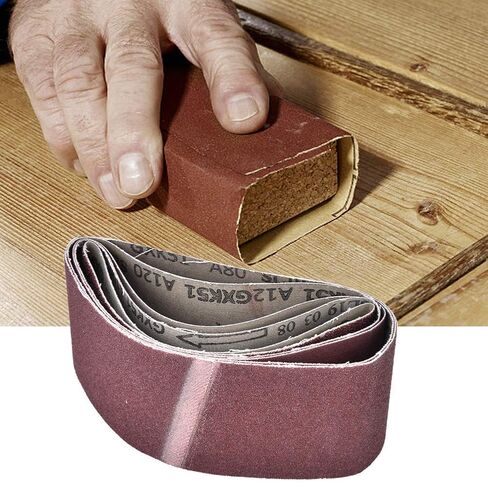 5pcs Sanding Belt 457x75mm, Aluminum Oxide Abrasive Bands Grit 60/80 / 100/120 / 240 - High Grinding Efficiency, Rust Removal and Polishing, Ideal for Woodworking and Metalwo in Kuwait