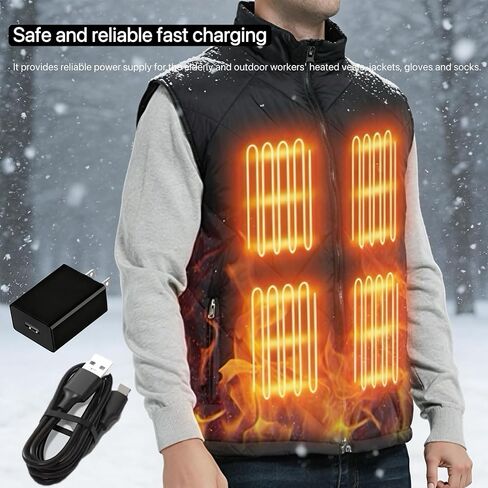 شاحن 5 فولت لبطارية ORORO، مع سترات ORORO المُدفأة، والقفازات، والسترات، وغطاء اليد، والوشاح، وسلك محول الطاقة الكهربائي القابل لإعادة الشحن USB-C in Kuwait