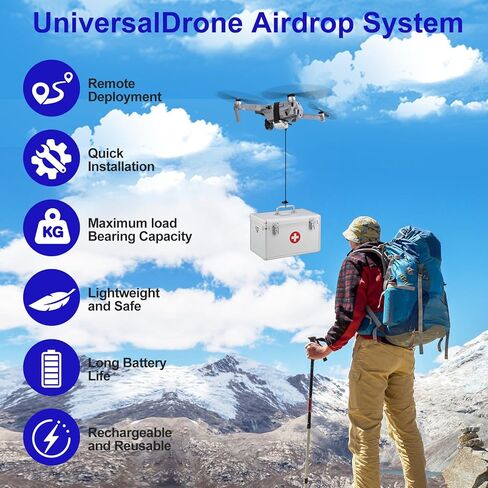 Universal Drone Airdrop System - payload airdrop release device with hook, airdrop device, bait dropping device, drone accessories Compatible with Mavic Mini 4 Pro、Mini 3、Mini 2、Air 2、Air 2S、Air 3、Mavic 3、Mavic2、Spark Series of drone baits/gift dispensers in Kuwait