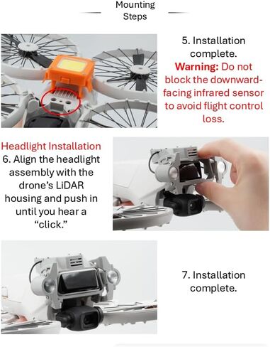 ملحق إضاءة الطيران الليلي متعدد الوظائف، ضوء LED عالي السطوع 900 لومن لطائرة DJI Flip بدون طيار، زاوية قابلة للتعديل، أوضاع عالية/منخفضة/ستروب، وقت تشغيل يصل إلى 120 دقيقة، خرزات LED ممتازة in Kuwait