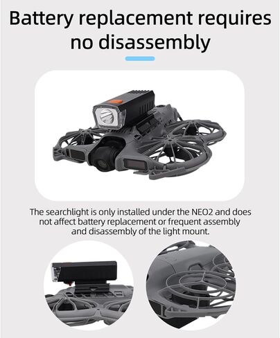 ضوء الطيران الليلي بدون طيار لـ DJI NEO 2، كشاف LED قابل لإعادة الشحن ومصباح كشاف ثابت مع كابل شحن متوافق مع ملحقات الطائرة بدون طيار DJI NEO 2 in Saudi Arabia