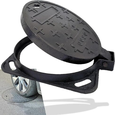 غطاء وإطار فتحة من الحديد الزهر مقاس 12 بوصة للأنابيب المموجة مقاس 12 بوصة، فئة B بوزن 28100 رطل، غطاء خزان الصرف الصحي للخدمة الشاقة مع قاعدة، غطاء بئر فحص أسود دائري مضاد للانزلاق (معرف حقيقي مقاس 11.8 بوصة) in Kuwait