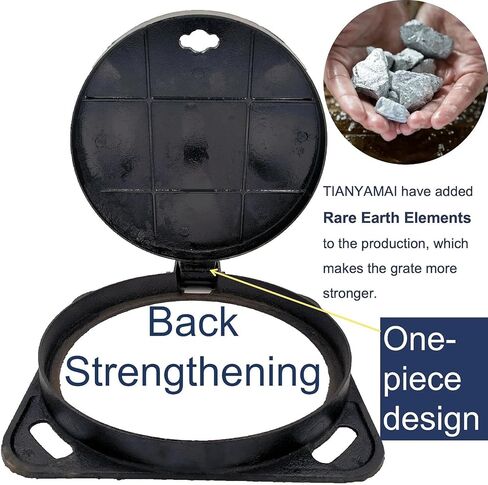 غطاء وإطار فتحة من الحديد الزهر مقاس 12 بوصة للأنابيب المموجة مقاس 12 بوصة، فئة B بوزن 28100 رطل، غطاء خزان الصرف الصحي للخدمة الشاقة مع قاعدة، غطاء بئر فحص أسود دائري مضاد للانزلاق (معرف حقيقي مقاس 11.8 بوصة) in Kuwait