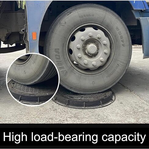 غطاء وإطار فتحة من الحديد الزهر مقاس 20 بوصة للأنابيب المموجة مقاس 18 بوصة، فئة B بوزن 28100 رطل، غطاء خزان الصرف الصحي للخدمة الشاقة مع قاعدة، غطاء بئر فحص أسود دائري مضاد للانزلاق (معرف حقيقي 19.7 بوصة) in Kuwait