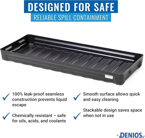 DENIOS® Spill Containment Trays - 5 Gallon Capacity | Heavy-Duty Spill Tray (39"X15"X3.5" in) for Industrial Use | Leak-Proof, Durable, Chemical-Resistant Pan in Kuwait