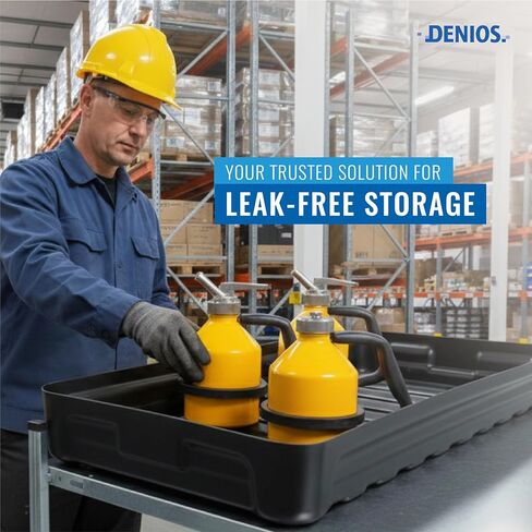 DENIOS® Spill Containment Trays - 5 Gallon Capacity | Heavy-Duty Spill Tray (39"X15"X3.5" in) for Industrial Use | Leak-Proof, Durable, Chemical-Resistant Pan in Kuwait