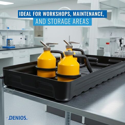 DENIOS® Spill Containment Trays - 5 Gallon Capacity | Heavy-Duty Spill Tray (39"X15"X3.5" in) for Industrial Use | Leak-Proof, Durable, Chemical-Resistant Pan in Kuwait