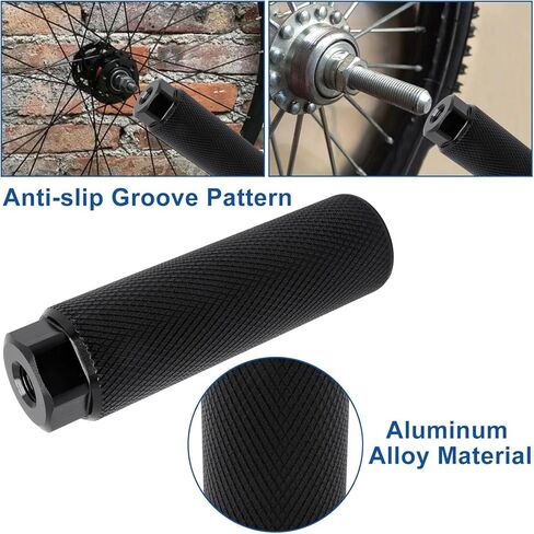 Bike Pegs for 3/8 inch Axles 2 Pcs, Aluminum Alloy Anti-Skid Lead Foot Bicycle Pegs BMX for Mountain Bike Cycling Rear Stunt Pegs Black (Black) in Saudi Arabia