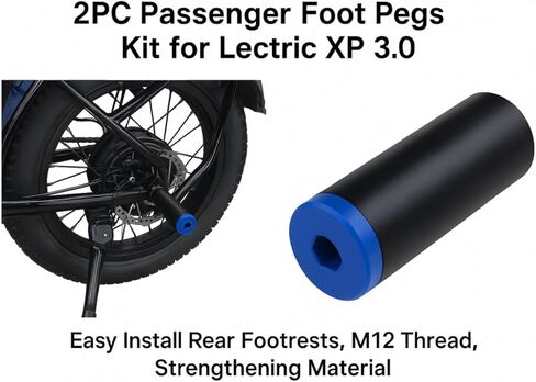2PC Passenger Foot Pegs Kit Compatible with Lectric XP 3.0 E-Bike, Easy Install Rear Footrests, M12 Thread, Strengthened Design, 9.5cm Length, No Chain Interference in Saudi Arabia