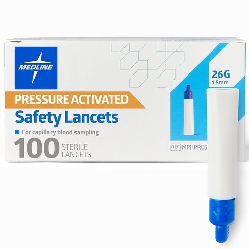 Sterile Safety Lancet with Pressure Activation, 26G x 1.8 mm,100,Box,MPHPRESS26Z in Saudi Arabia